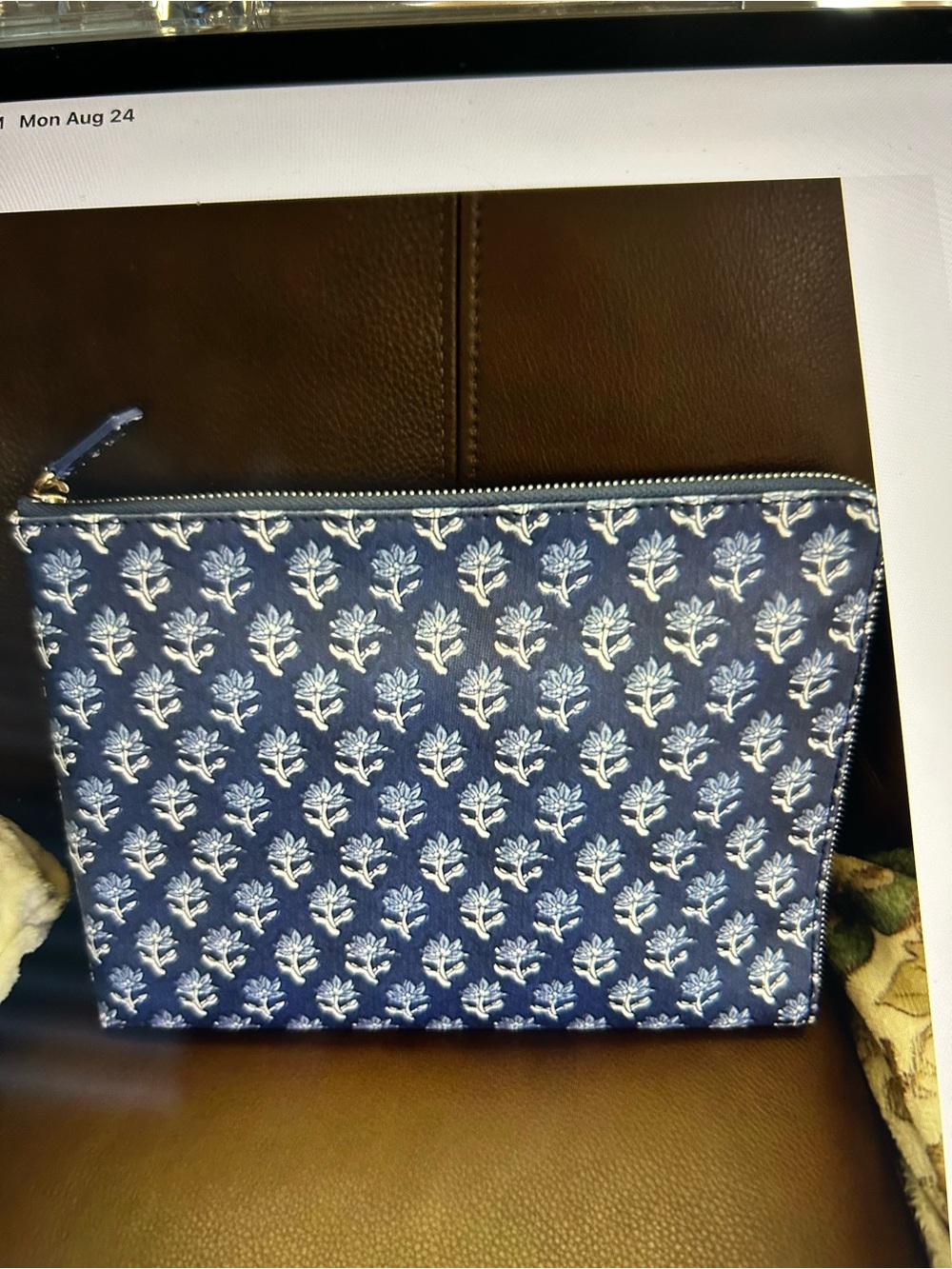 Blue Floral Zip Pouch — Men's Accessory